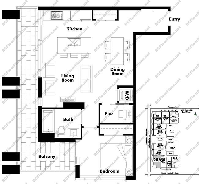 Floor Plan 206 1616 Columbia