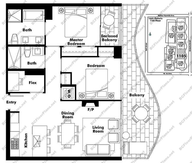 Floor Plan 1105 1661 Ontario