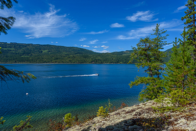 Boat crossing Shuswap Lake